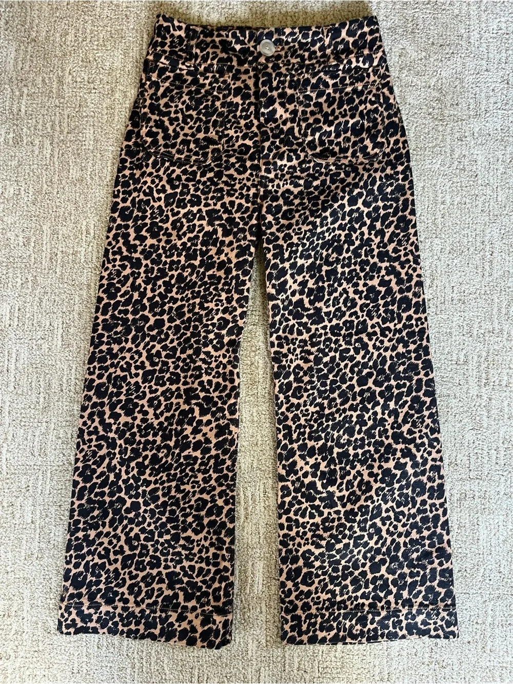 Maeve Colette High-Rise Wide-Leg Cropped Jeans in Leopard